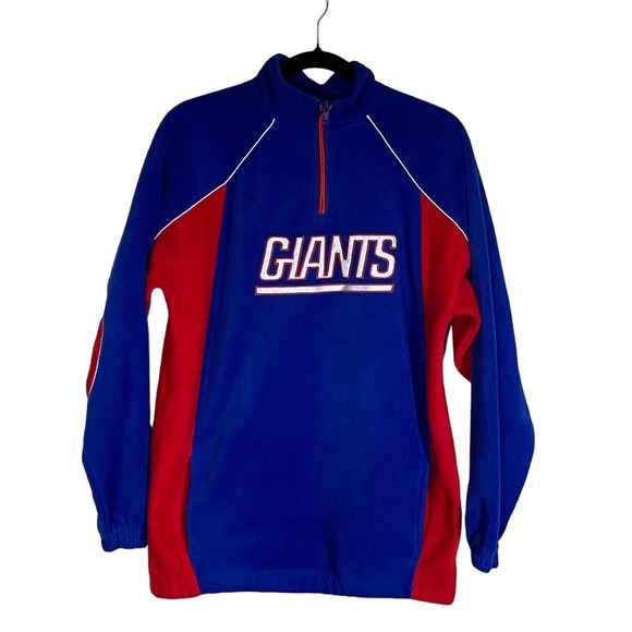 NFL REEBOK VINTAGE NEW YORK GIANTS 1/4 ZIP FLEECE BLUE/RED XL - Picture 1 of 4